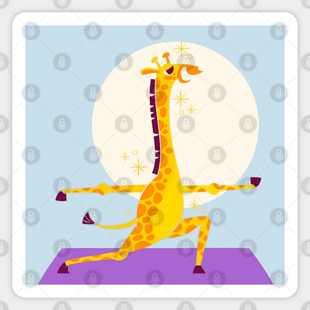 Hand Drawn Giraffe Yoga Sticker by Mako Design 